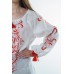 Boho Style Ukrainian Embroidered Folk  Blouse "Magic Herbs" red on white